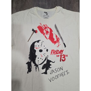 Size XL Friday the 13th Jason Voorhees Men's White T-Shirt AOP